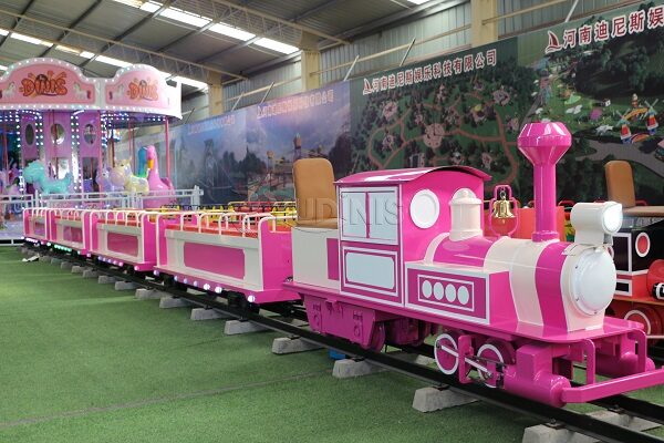 Pink Ride on Train with Track for Adults and Children